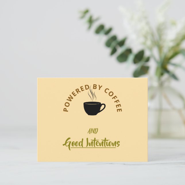 Minimalist Coffee Quote Postcard | Funny Good Inte (Standing Front)