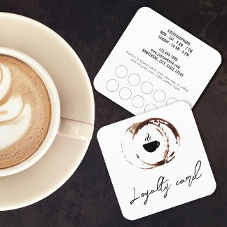 Minimalist Coffee Shop Cup Stains Loyalty Card