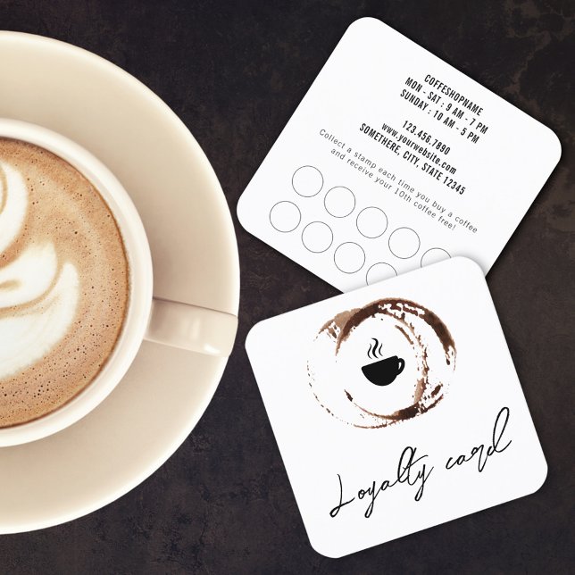 Minimalist Coffee Shop Cup Stains Loyalty Card (Creator Uploaded)
