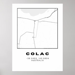 Minimalist Colac Map with Coordinates Poster