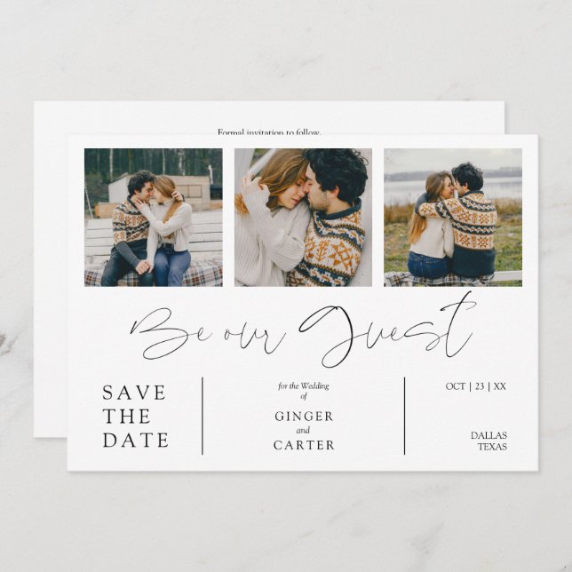 Minimalist Collage Be Our Guest 3 Photos Couple (Front/Back)