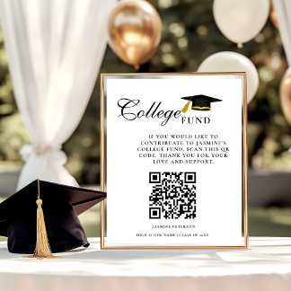 Minimalist College Fund QR Code Sign Graduation