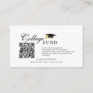 Minimalist College Fund QR Code Sign Graduation Enclosure Card