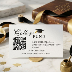 Minimalist College Fund QR Code Sign Graduation Enclosure Card