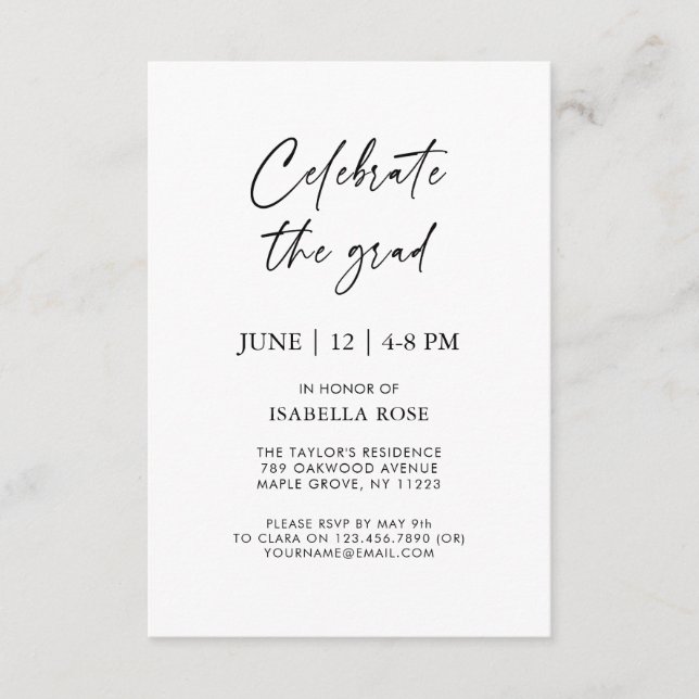 Minimalist College Graduation Fund Gift Registry Enclosure Card (Front)