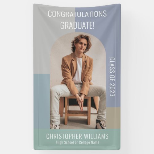 Minimalist Color Block Class of 2023 Graduation Banner