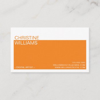 Minimalist Colored Block Orange Business Card by fireflidesigns at Zazzle