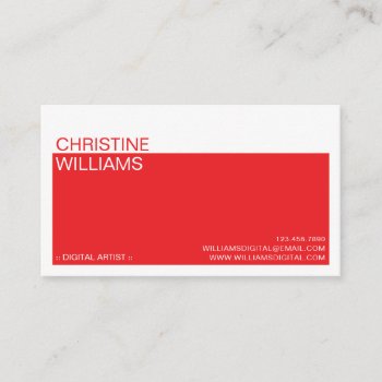 Minimalist Colored Block Red Business Card by fireflidesigns at Zazzle