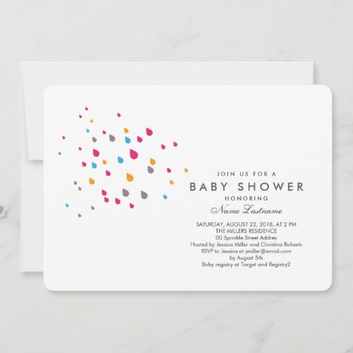 Minimalist Colorful Baby Shower Invitation Rounded