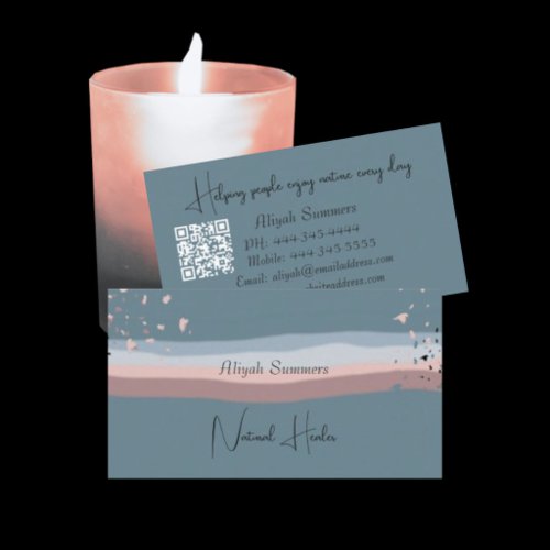 Minimalist Colorful Boho QR Code Meditative  Business Card