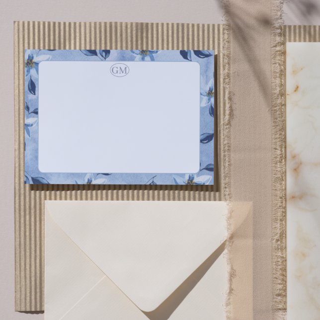 Minimalist Colorful Border Monogram Note Card (Minimalist Colorful Border Monogram Note Cards)