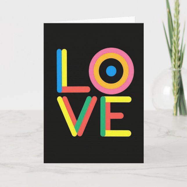 Minimalist Colorful Geometric Love Card (Front)