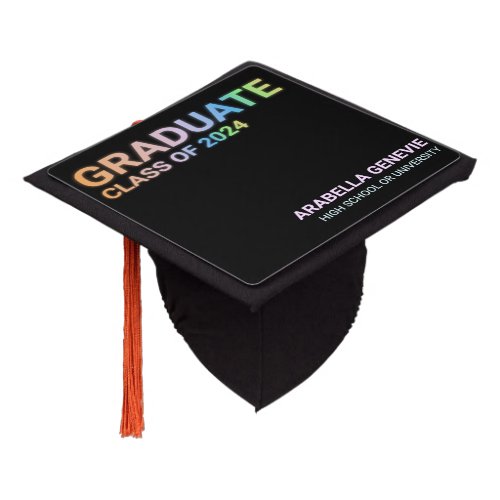 Minimalist Colorful Glow Graduation Cap Topper