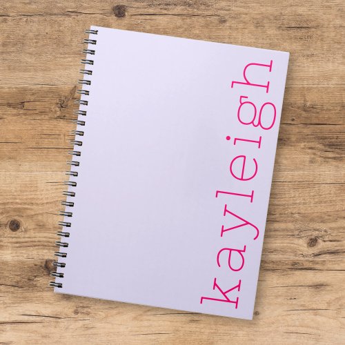 Minimalist Colorful Kids Name Lilac Hot Pink Notebook