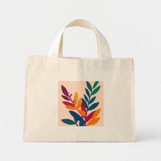 Minimalist Colorful Leaves Tiny Tote