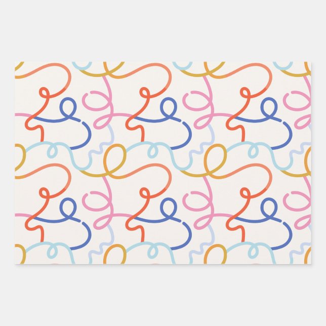 Minimalist colorful lines strokes  wrapping paper sheets (Front)