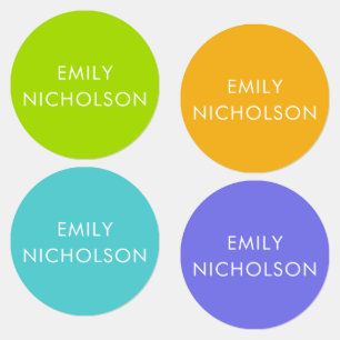 Minimalist Colorful Personalized Name Tag Labels