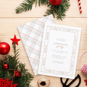 Minimalist Colorful Plaid Family Christmas Party Invitation