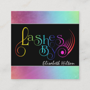 Minimalist colorful rainbow fun lashes logo square business card
