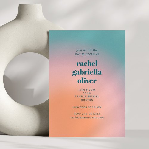Minimalist Colorful Retro Aesthetic Bat Mitzvah 