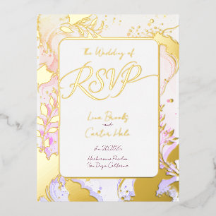 Minimalist Colorful Watercolor Foil Invitation