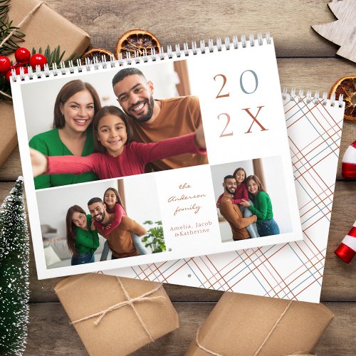 Minimalist Colorful Year 3 Photo Collage Family Calendar