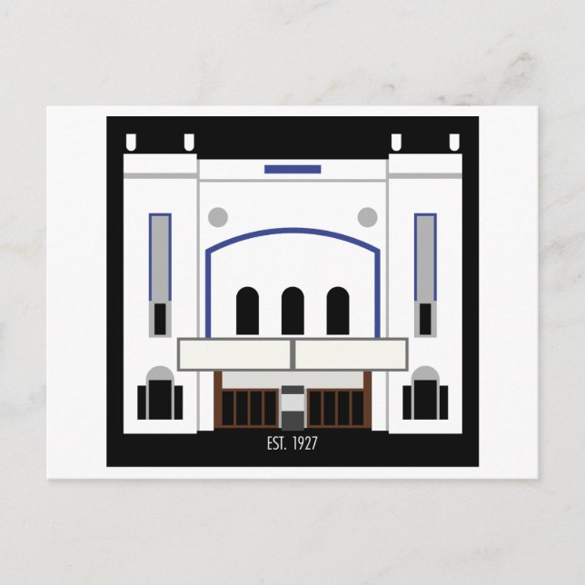 Minimalist Columbia Theater Holiday Postcard (Front)