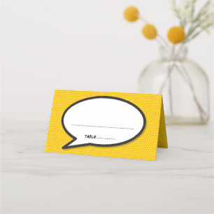 Minimalist Comic Book Speech Bubble Wedding Place Card