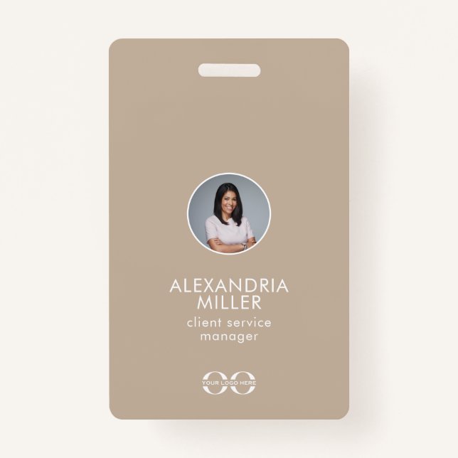 Minimalist Company Employee Photo QR Code Badge (Front)