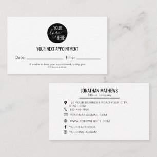 Minimalist Company Logo Next Appointment Cards