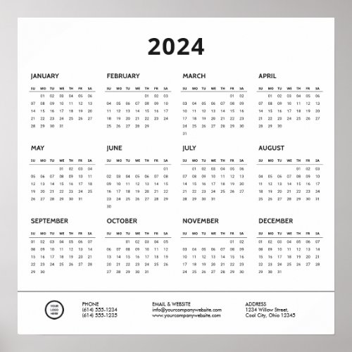 Minimalist Company Logo Promotional 2024 Calendar Poster