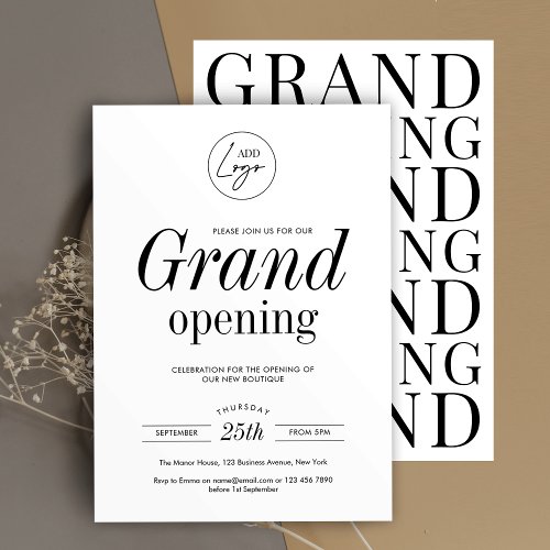 Minimalist Company Logo Simple Chic Grand Opening Invitation