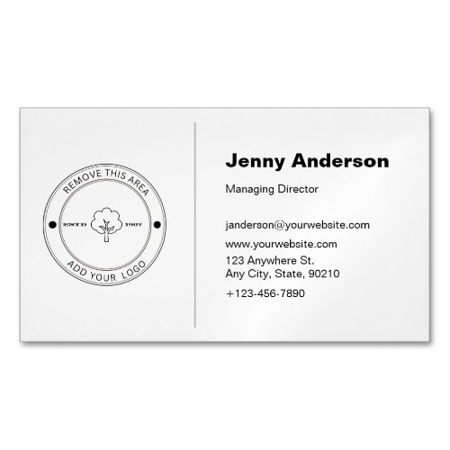 Minimalist Company Logo White Background Business Card Magnet