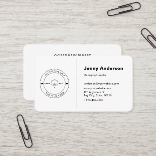 Minimalist Company Logo White Background Simple Business Card