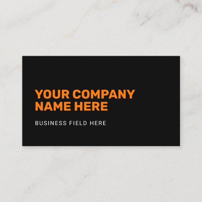Minimalist Company Name | Orange on Black Business Card (Front)