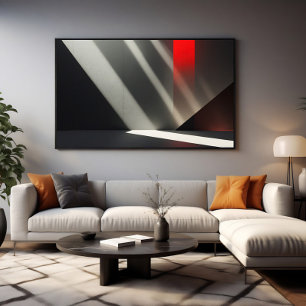 Minimalist Concrete & Red Light Canvas Print