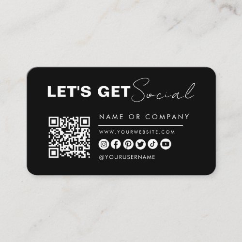 Minimalist Connect With Us Modern Qr Code Black Business Card