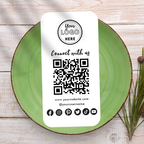 Minimalist Connect With Us Social Media QR Code Business Card