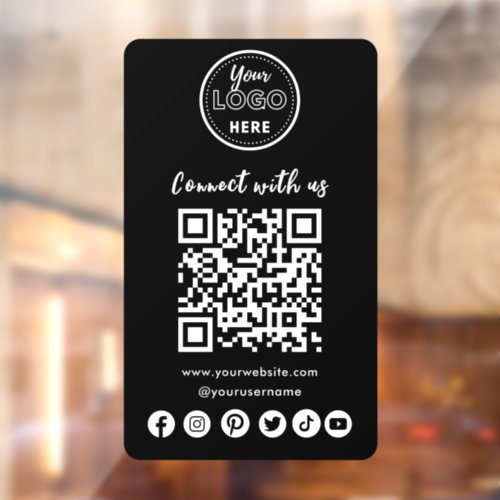 Minimalist Connect With Us Social Media QR Code Window Cling