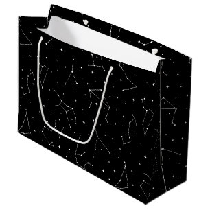 Minimalist Constellation Pattern in Black & White Large Gift Bag