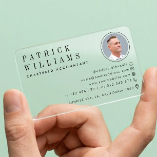 Minimalist Contact Icons Corporate Photo Plastic Clear Business Cards