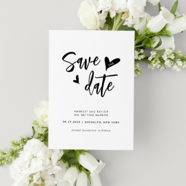 Minimalist Contemporary Chic Lovely Heart Wedding Save The Date (Creator Uploaded)