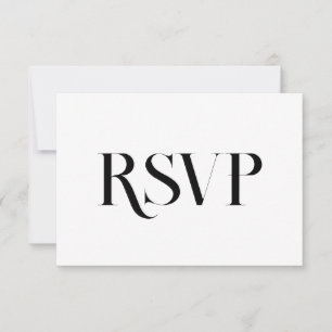 Minimalist Contemporary Wedding Black and White RSVP Card