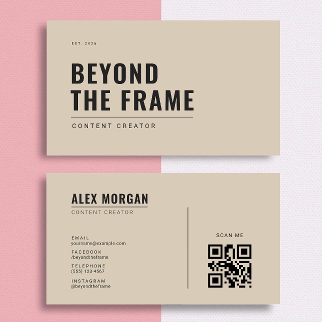 Minimalist Content Creator | Sandstone Business Card (Creator Uploaded)