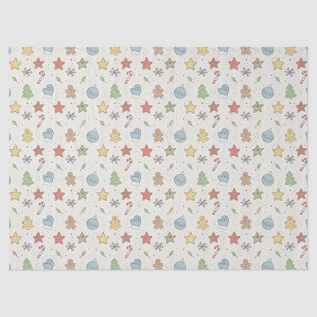 Minimalist Cookie Doodles Christmas Tissue Paper (Front)
