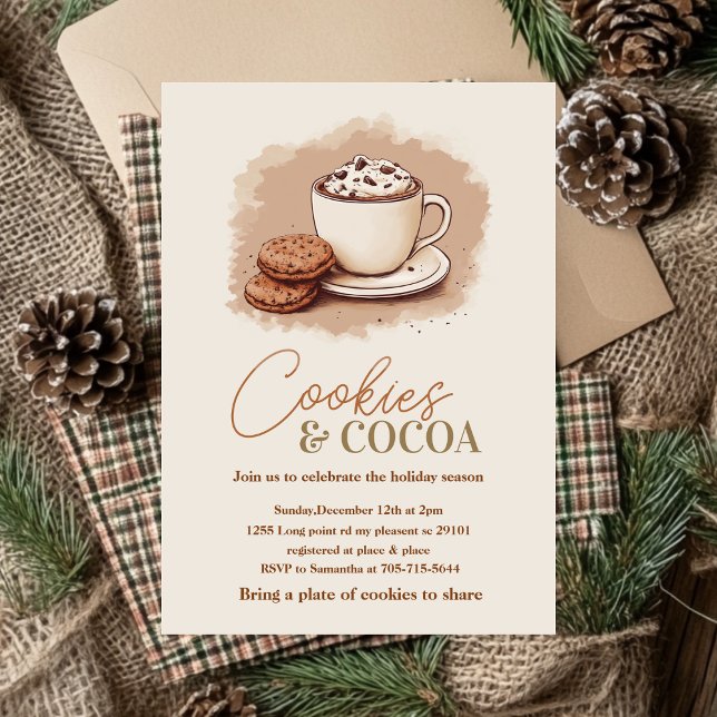 Minimalist Cookies & Cocoa Party | Neutral Holiday Invitation (Creator Uploaded)