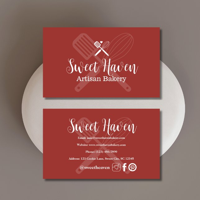 Minimalist Cooking Utensil Bakery Business Card (Creator Uploaded)