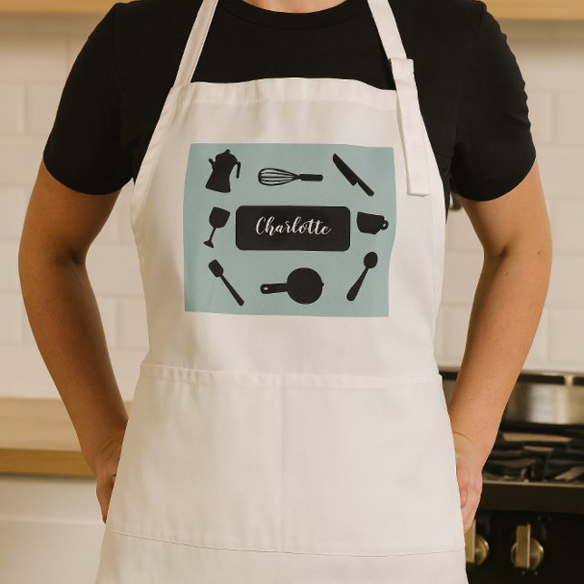 Minimalist cooking utensils custom design adult apron (Creator Uploaded)