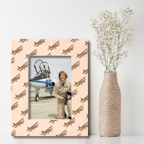 Minimalist Cool Biplane Airplane, Aviation Engraved Frames