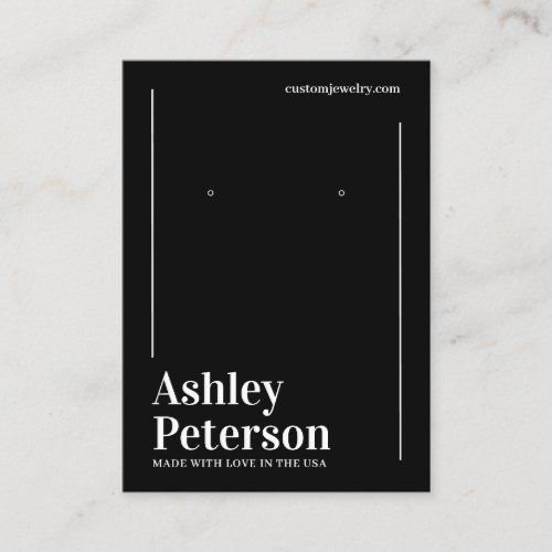 Minimalist cool black white font earring display business card